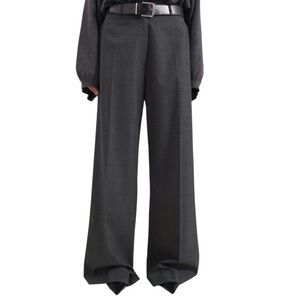 Zara Charcoal Gray Wide-Leg Trousers